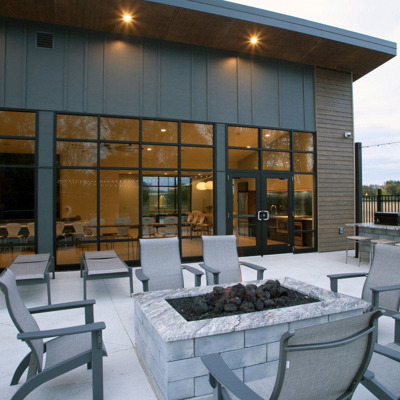 exterior view of Raven Apartments clubhouse, Fitchburg, WI